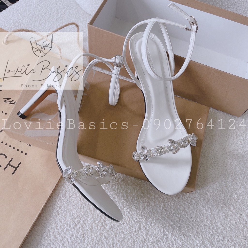 GIÀY CAO GÓT LOVIIE BASICS - GUỐC NỮ MŨI TRÒN 9 PHÂN - GIÀY THỜI TRANG DÂY MẢNH ĐÁ G220931