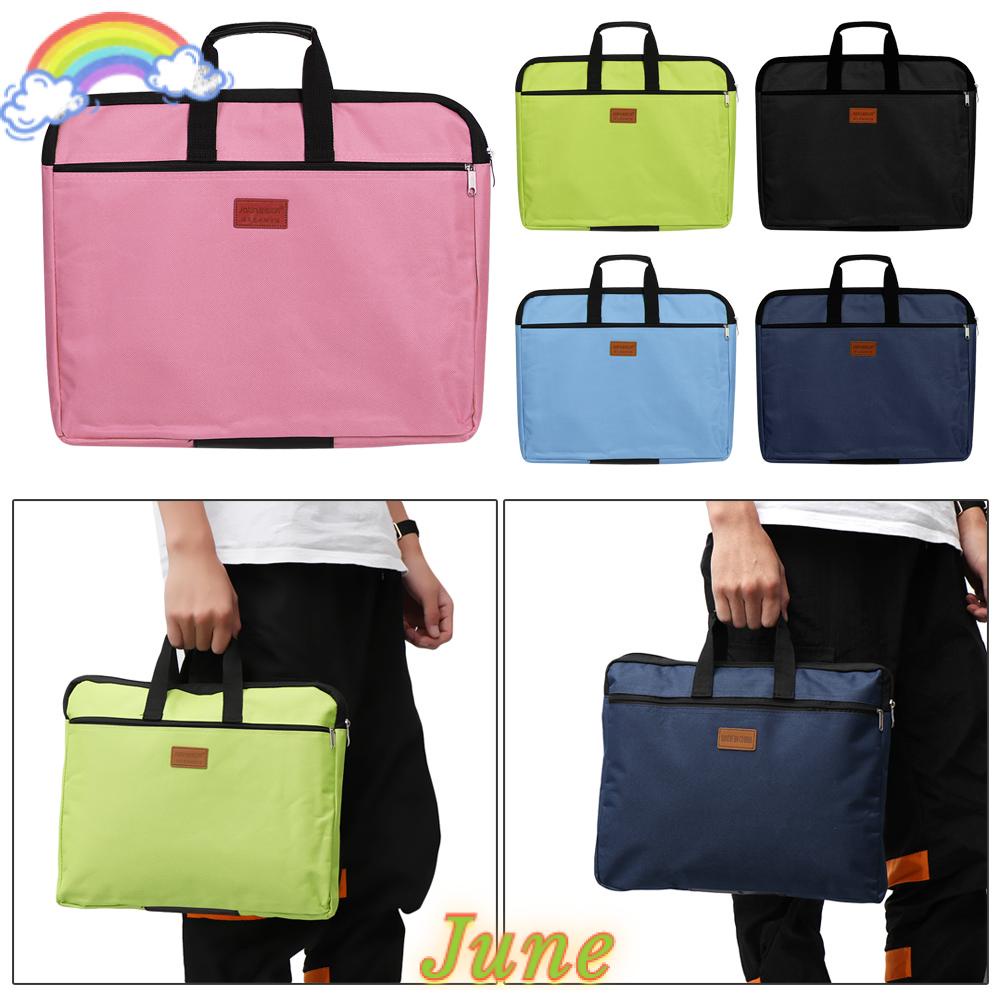 JUNE Business Documents Files Bag Zipper Handbag File Folder With Handle A4 Size Waterproof  Canvas Big Capacity Durable Double Layers/Multicolor