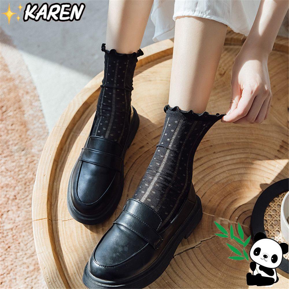 Vớ Lưới Co Giãn Màu Trắng/Đen Đính Nơ Xinh Xắn Cho Bé Gái