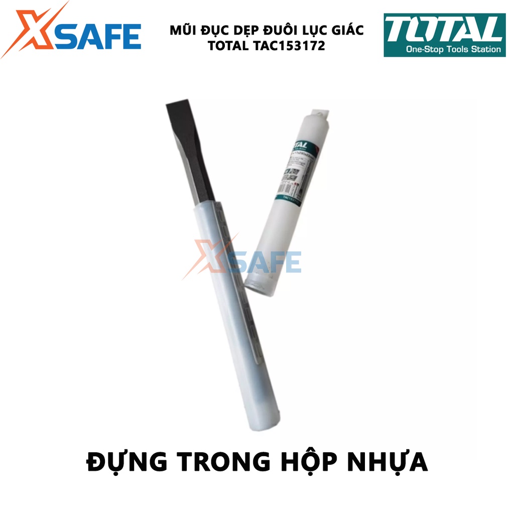 Mũi đục dẹp đuôi lục giác Total TAC153172 | mũi đục dẹp size 17x280x22mm, độ bền cao, chịu nhiệt [XSAFE]