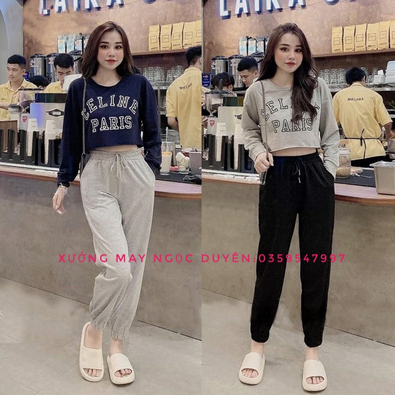 Quần jogger nữ ống rộng cạp thun chun có dây rút bo gấu - Quần nỉ nữ dáng boom chất da cá mặc ở nhà đi học thể dục gym | BigBuy360 - bigbuy360.vn