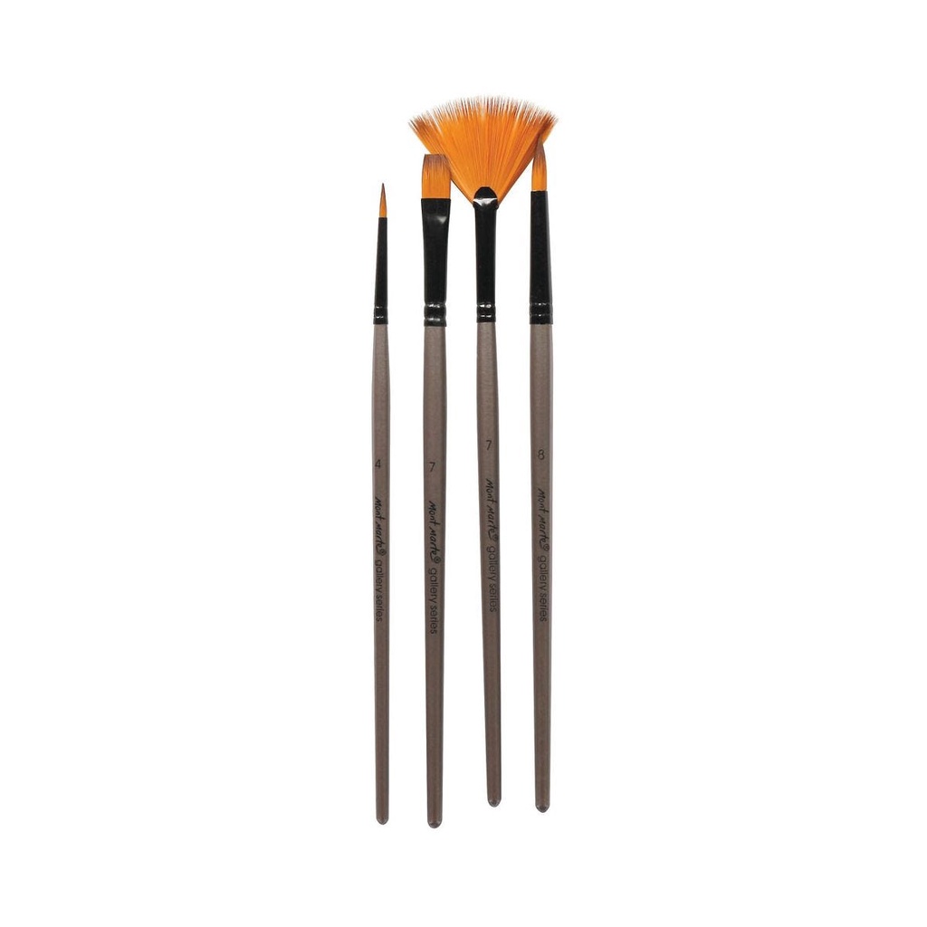 Set cọ màu Acrylic Mont Marte Gallery Series Acrylic Brush - 4c (pcs) - Round, Flat, Small Fan