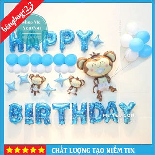 Set Trang Trí Sinh Nhật Bé Trai Tuổi Khỉ, ComBo Bóng Bay Sinh Nhật Khỉ Xanh Ngộ Nghĩnh 🌸FREEESHIP🌸