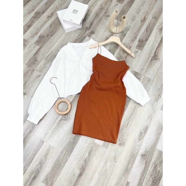 SET ĐẦM 2s BODY NÂU KÈM ÁO KHOÁCGIMI (kèm ảnh thật)