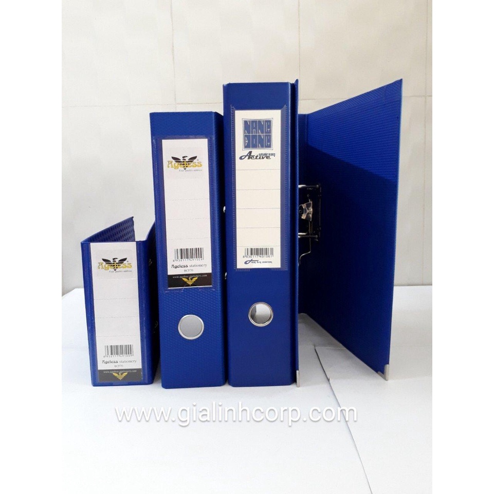 Bìa Còng Đựng Tài Liệu Size 7cm Khổ F4 - A4 - A5 Ageless, Màu Xanh Dương. Sử dụng cho Văn Phòng Trường Học Công Sở