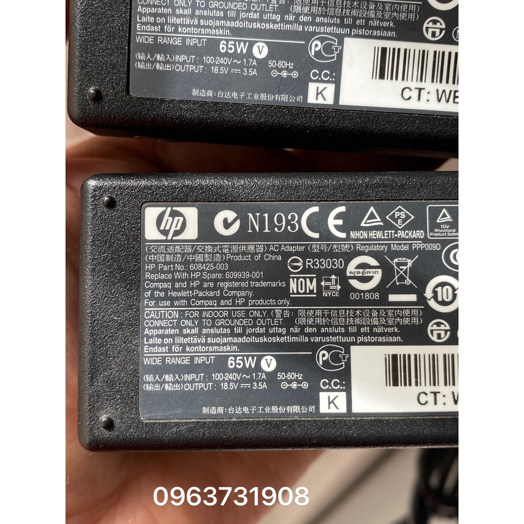 Bộ sạc laptop HP 65w 18.5V-3.5A xịn bóc máy HP