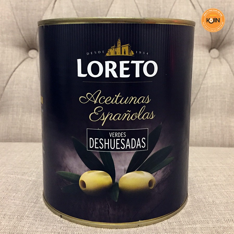 Trái Olive Xanh Tách Hạt Quả Oliu Xanh Nguyên Trái Kojin Hiệu Loreto 3kg - NK Tây Ban Nha