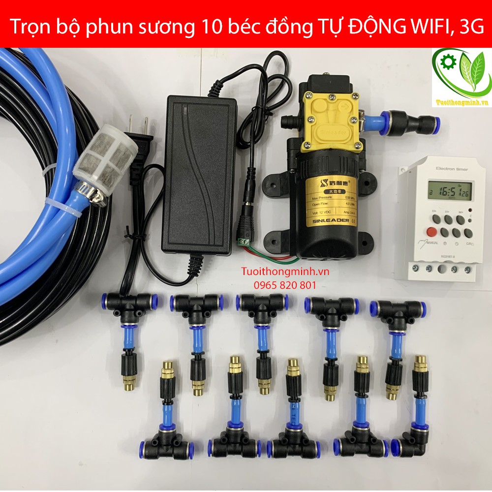 Bộ phun sương 10 béc đơn nhựa Đồng tự động