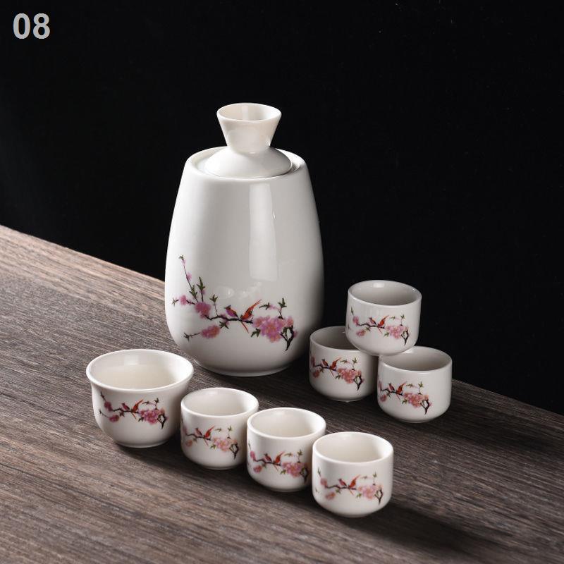 Bình rượu nóng ấm bộ tách gốm vàng hơn trắng ly