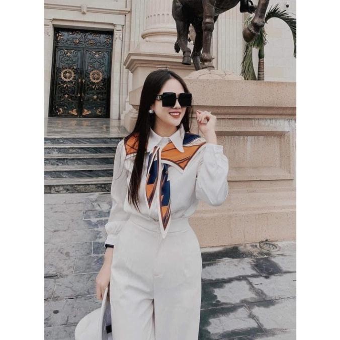 ÁO SƠ MI TRẮNG TẶNG KÈM KHĂN LỤA MÀU CAM SIÊU XINH