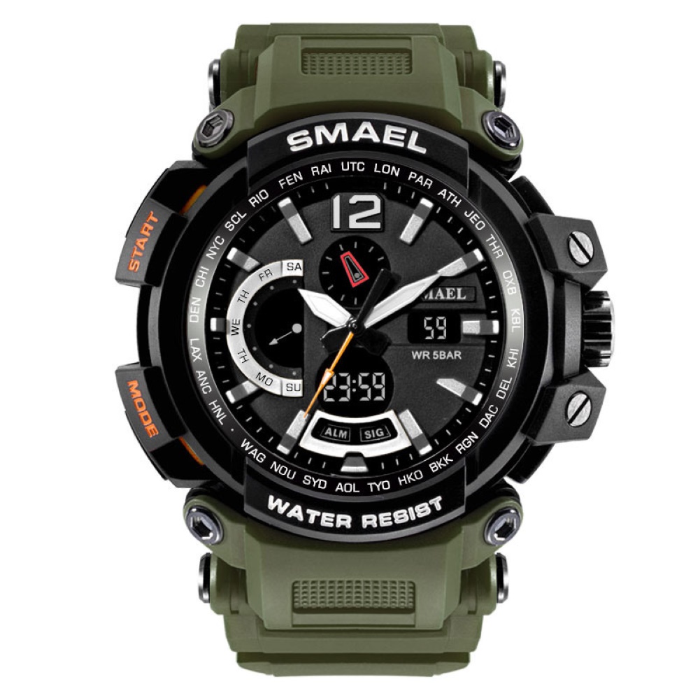 MACmk SMAEL Men Waterproof Quartz Electronic 2-display Luminous Sports Wrist Watch