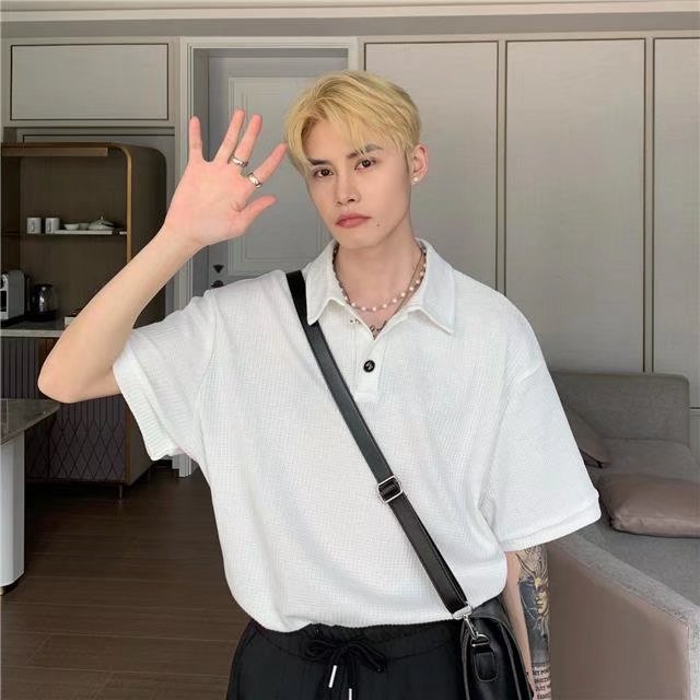 Áo Thun Nam Polo Màu Trơn Đơn Giản Thời Trang Đường Phố Hàn Quốc Fashion Áo Sơ Mi Nam Ngắn Tay  Simple Áo Polo Nam Unisex Áo Thun Có Cổ Nữ
