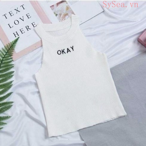 Áo dệt kim thêu chữ thời trang nữ
