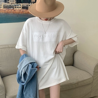 Áo Thun Nữ Cổ Tròn Ngắn Tay In Họa Tiết Dập Nổi Phong Cách Mới 41390