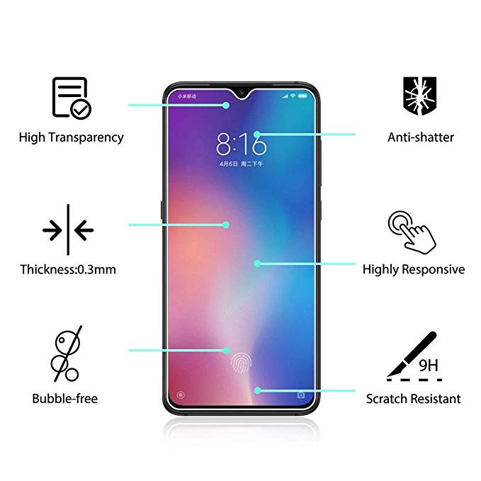 Miếng Dán Kính Cường Lực Cho Xiaomi Mi CC9 (Trong Suốt)