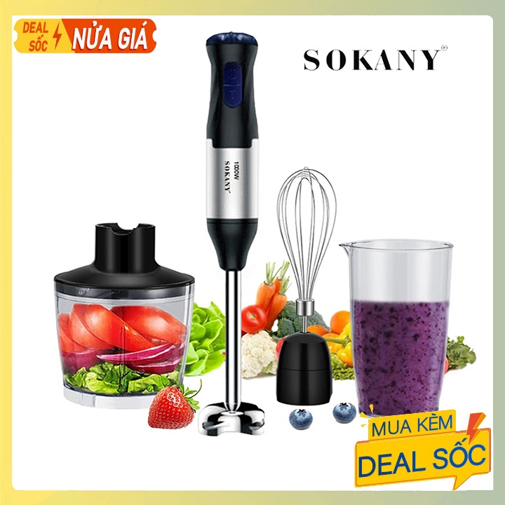 Máy Xay Sinh Tố, Thịt cá, Đánh Trứng Đa Năng SOKANY SK1711 1000W 4 in 1