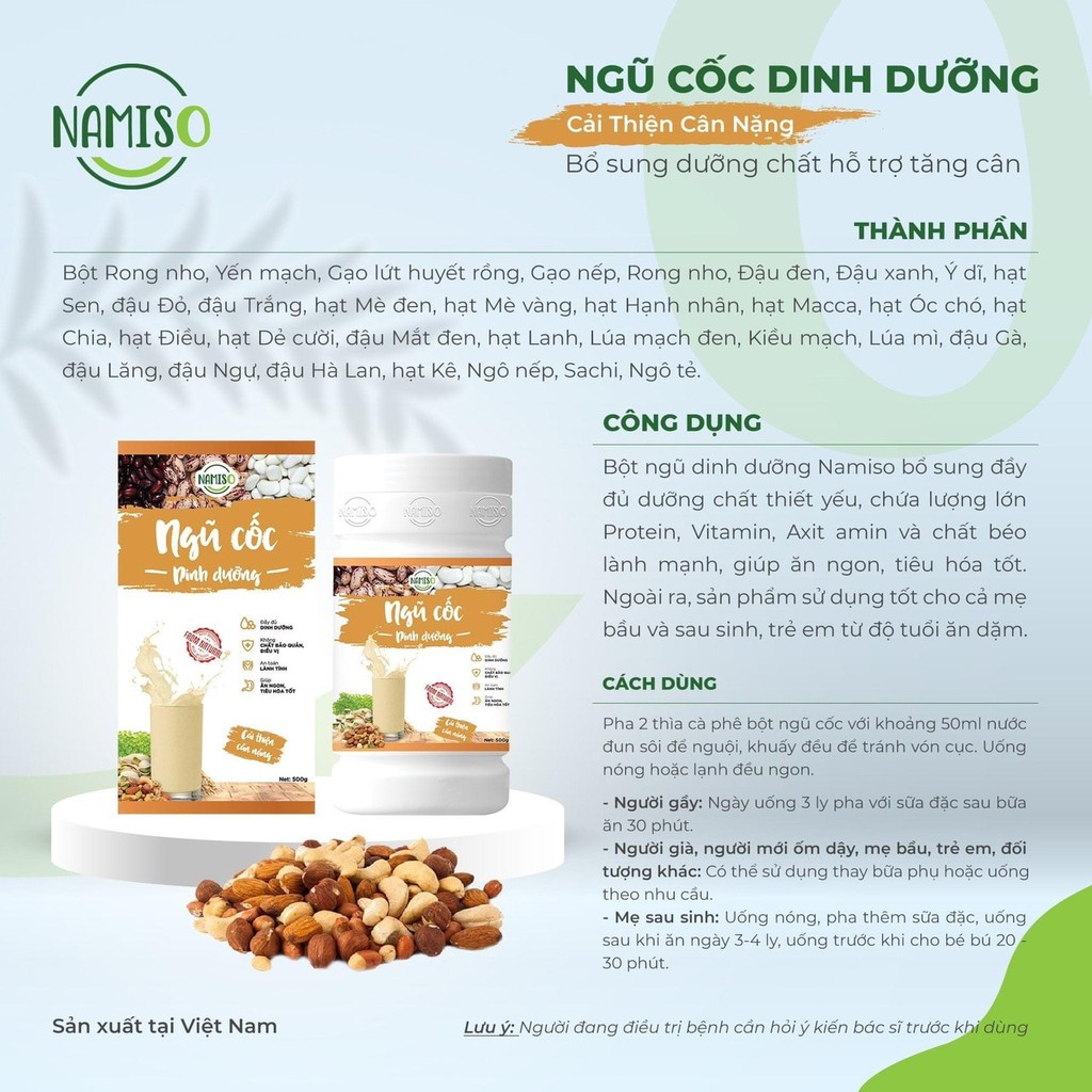 Ngũ cốc Namiso  Organic Food - Ngũ cốc dinh dưỡng cho mọi lứa tuổi ( chính hãng 100%)