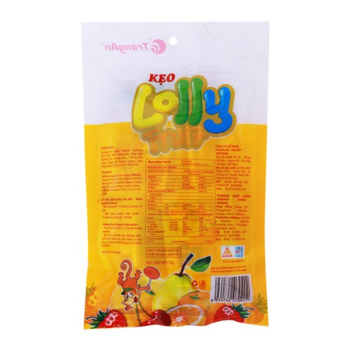 Kẹo Mút Lolly Fruit Tràng An Gói 72G/300G