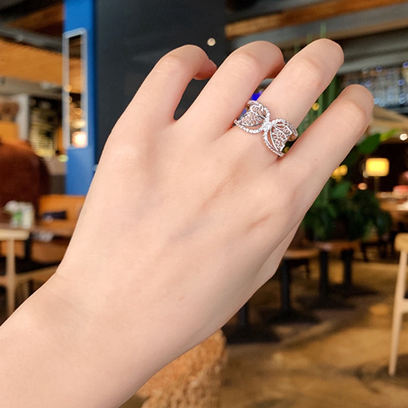 Nhẫn Đính Đá Zircon Kiểu Dáng Đơn Giản Hợp Thời Trang