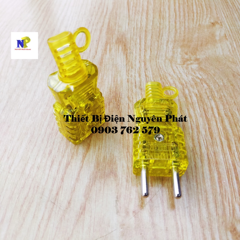Combo 01 Phích Cắm Tròn Và 01 Phích Cắm Cái Siêu Chịu Tải CS3000w Nhựa PC Vàng Trong