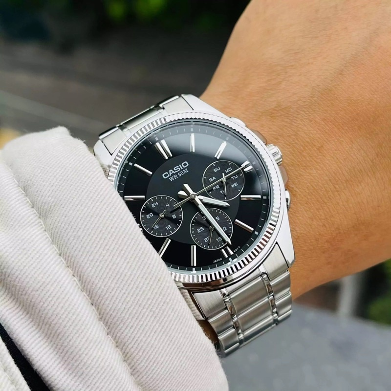 Đồng Hồ Casio Nam MTP-1375D-1AVDF Dây Kim Loại - 6 Kim - Chống Nước