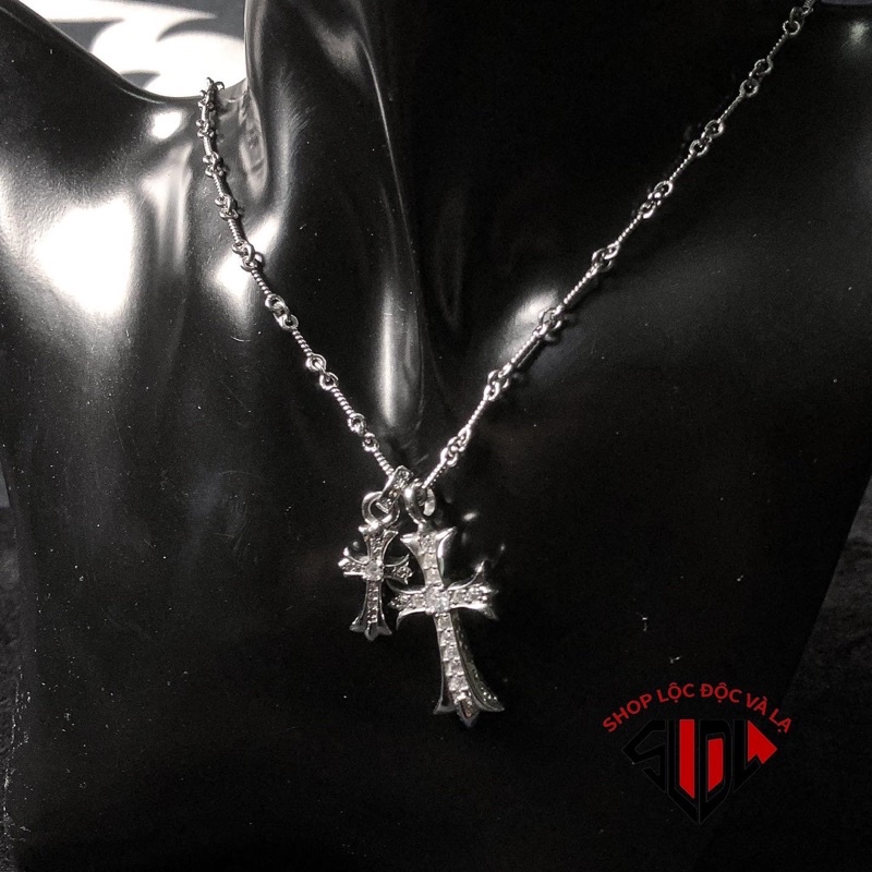 Dây chuyền Chrome Heart double Cross  mạ vàng và bạc.