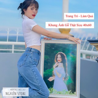 [FREE SHIP - TẶNG MÓC KHÓA 30K] Khung Ảnh Size 40x60 Gỗ Thật Treo Tường Kèm In Và Chỉnh Ảnh