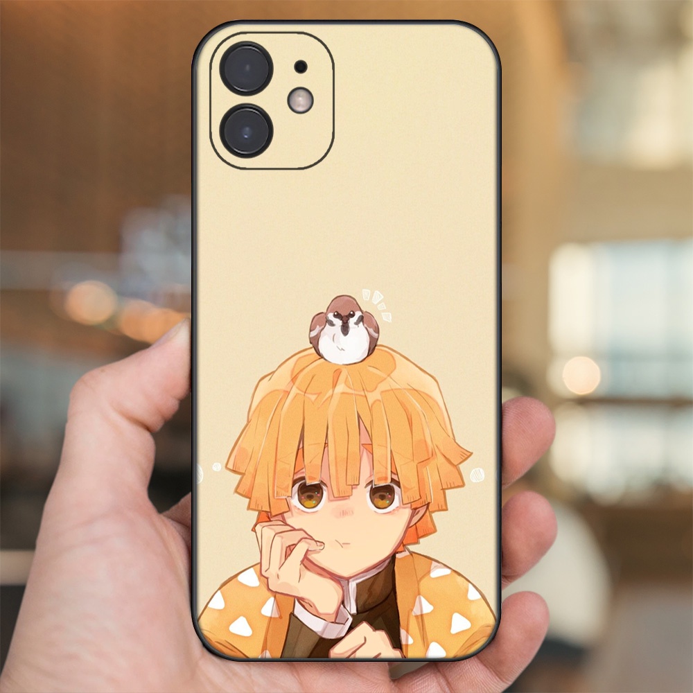 Ốp lưng iPhone 12 dẻo đen cạnh vuông in hình Zenitsu Kimetsu no Yaiba