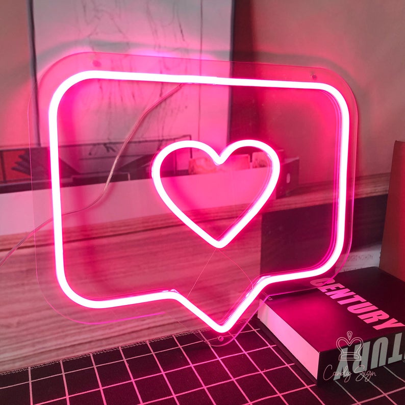 Đèn led neon hình thả tim ,KT 30x30cm