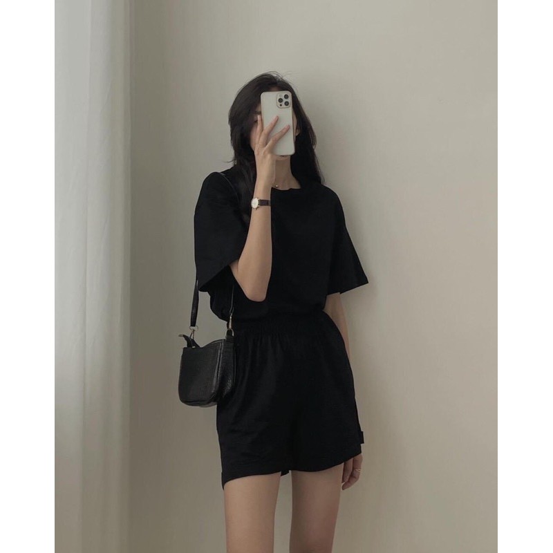 Set đồ trơn chất cotton khô 3158 form rộng (kèm video shop quay)
