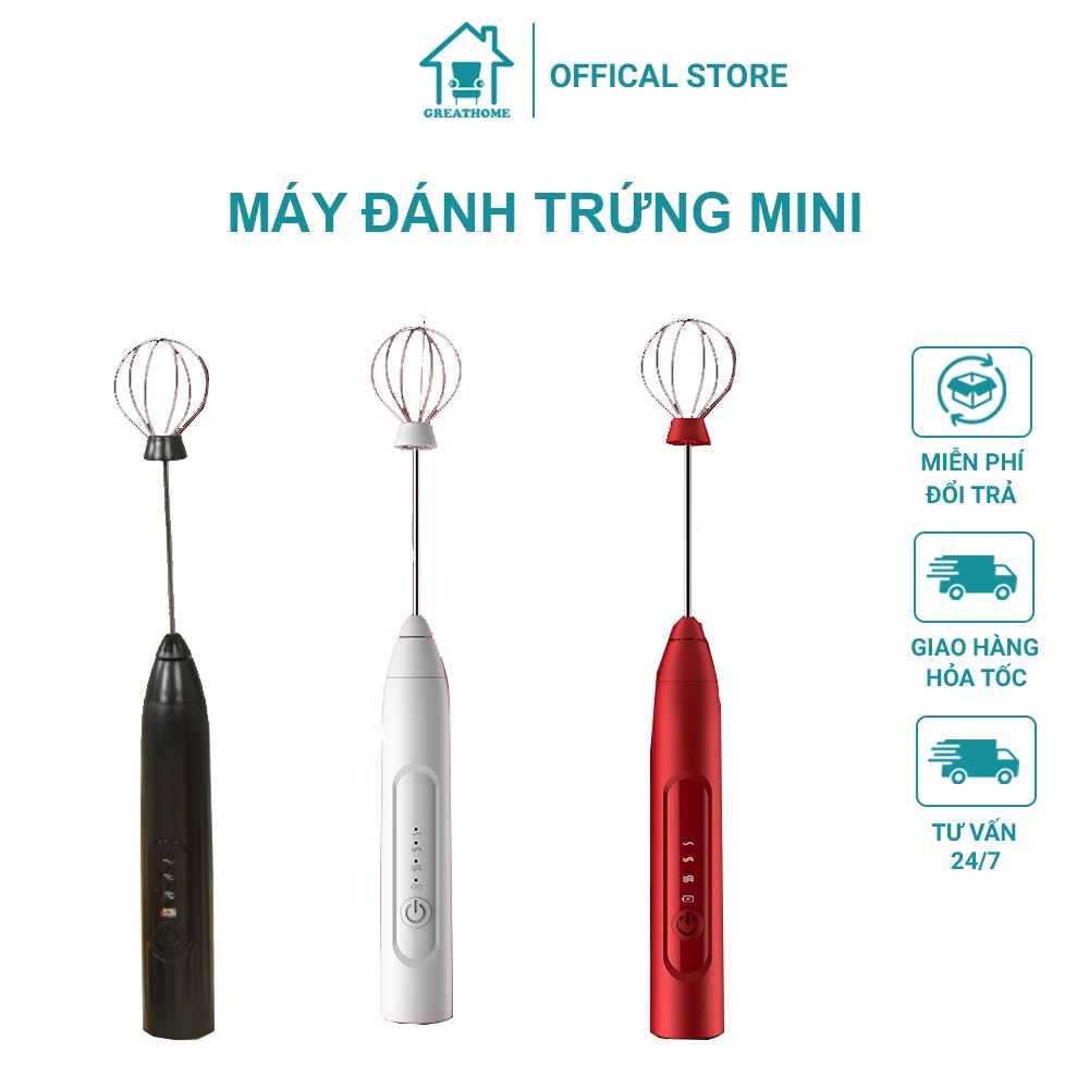 Máy đánh trứng mini cầm tay 3 chế độ sạc pin, Máy tạo bọt cà phê cao cấp