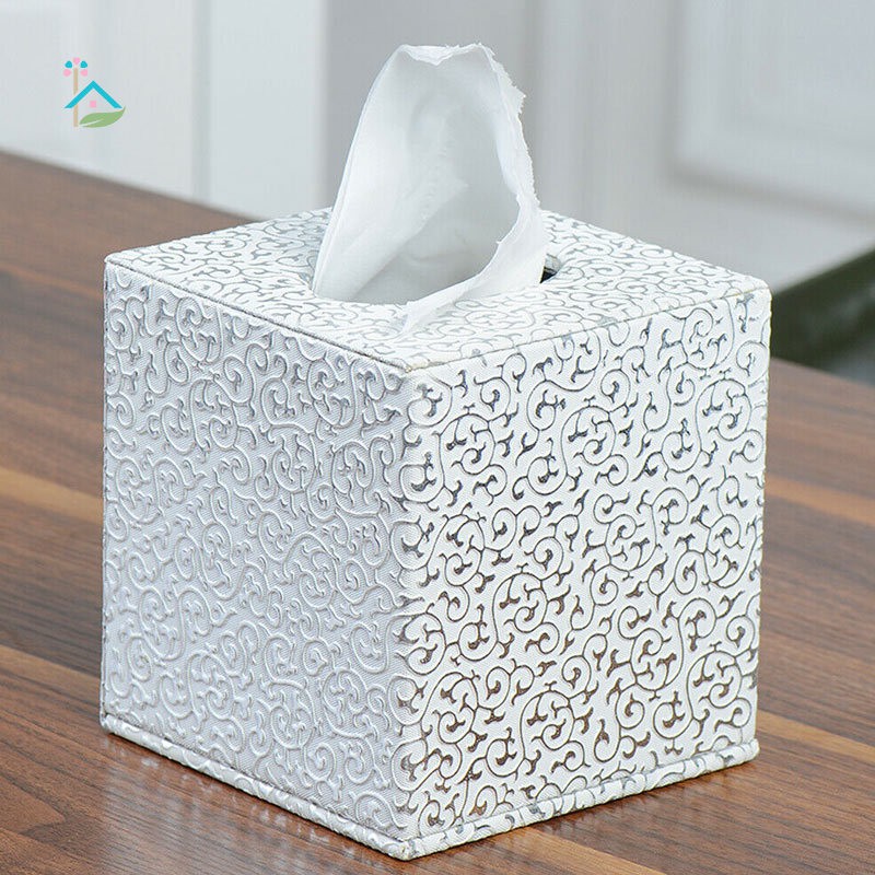 Hộp Đựng Khăn Giấy Hình Vuông Khắc Họa Tiết Dùng Trang Trí Nhà / Văn Phòng / Khách Sạn