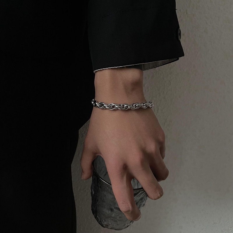 Vòng tay Xích cá tính phong cách nam đơn giản lắc tay thép không gỉ không bay màu 11