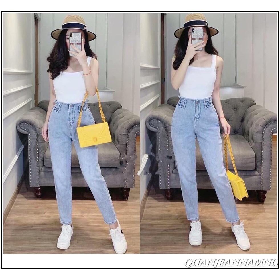 Quần jean nữ BAGGY LƯNG THUN xanh nhạt BG9883 -MS4