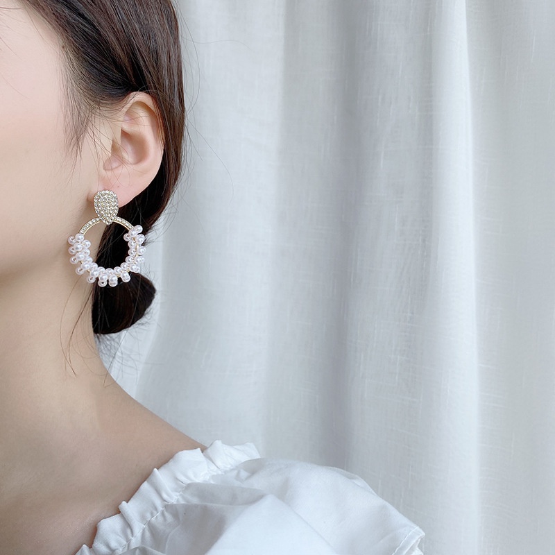 Bông Tai Ngọc Trai Hình Tròn Phong Cách Hàn Quốc Thời Trang Cho Nữ Mã A-441