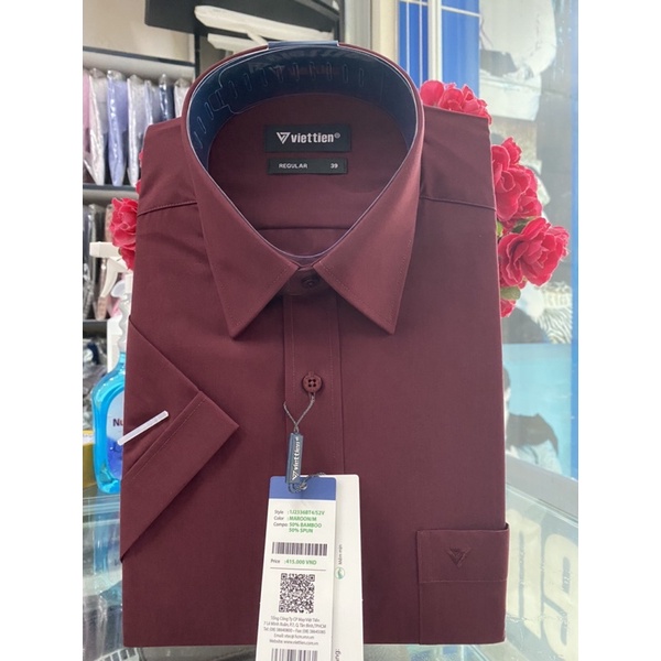 Sơ mi việt tiến ngắn tay lai bầu bambo phom regular giá 415k còn 350k