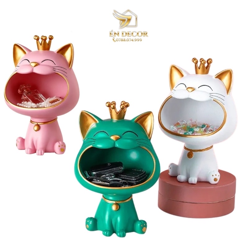 Mèo May Mắn, Mèo Đựng Kẹo Chìa Khóa, Trang Trí Phòng Khách, Trang Trí Phòng Ngủ, Én Decor
