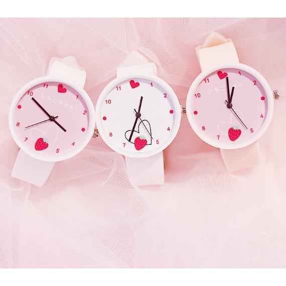 ĐỒNG HỒ NƯ DÂY CAO SU HAZO 358 TRÁI TIM VÀ DÂU TÂY HOT 2019 | BigBuy360 - bigbuy360.vn