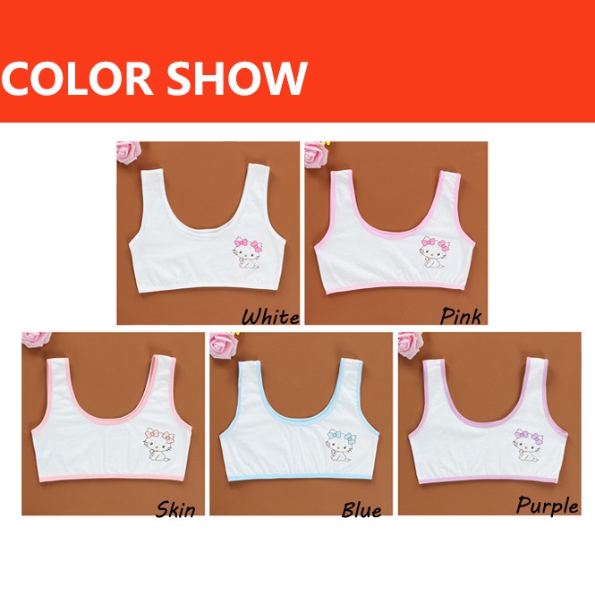 Áo Ngực Bé Gái Ngắn Cotton Thoáng Khí Thoải Mái Hình Hoạt Hình Cô Gái Đồ Lót Thời Trang Dễ Thương 8-12 Tuổi
