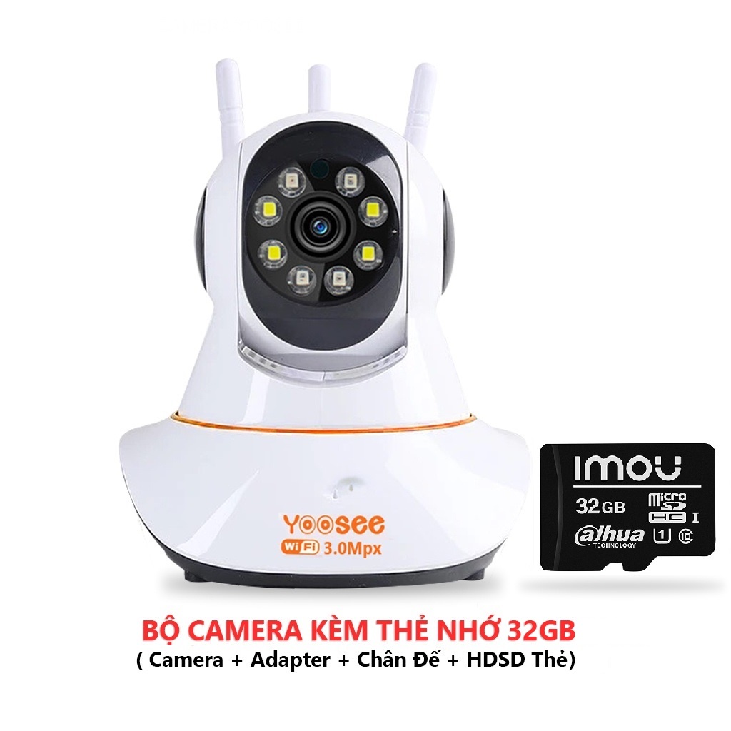 Camera Yoosee Full HD 3 râu có màu ban đêm - Báo động - quay 360 - kết nối không dây - thẻ nhớ chính hãng | BigBuy360 - bigbuy360.vn