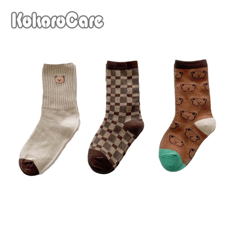 Set 3 đôi vớ KOKOROCARE MSW-29 cotton nhiều mẫu khác nhau size S/ M/ L/ XL mẫu 2022 đáng yêu dành cho bé 1-12 tuổi