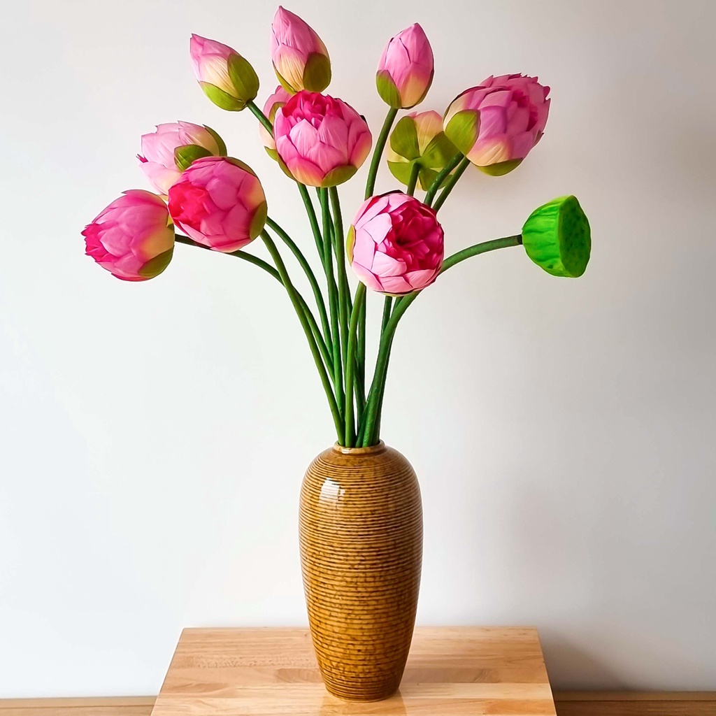 Bình hoa gốm sứ Bát Tràng cao trên 30cm dáng vò cao miệng nhỏ - Lọ cắm hoa decor trang trí đẹp