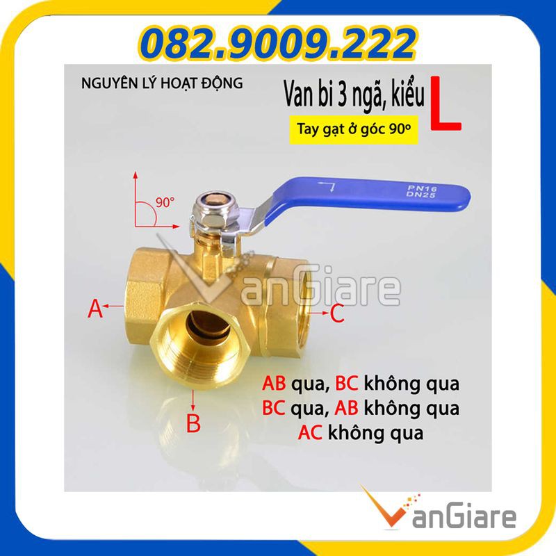 Van bi - Van khoá 3 ngã kiểu L đồng thau