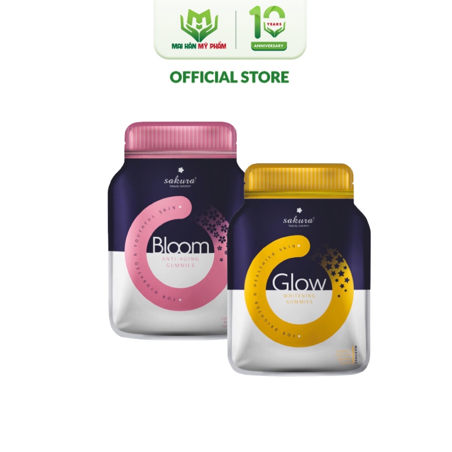 Bộ sản phẩm giúp da sáng khoẻ, tràn đầy năng lượng Sakura Glow Gummies & Sakura Bloom Gummies - Mỹ Phẩm Mai Hân