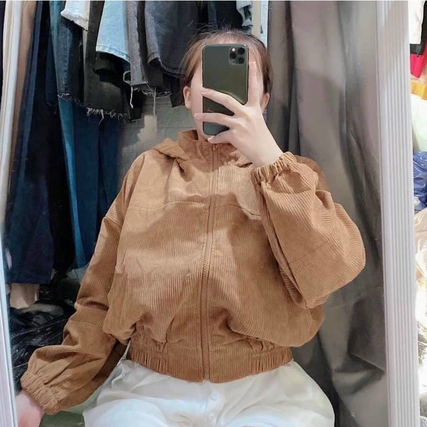 Áo Khoác Nữ Craptop BéBông Store Áo Nhung Gân Tăm cao cấp Dây Kéo Xịn Xò Thời Trang Cao Cấp Siêu Xinh Mẫu Hot Trend