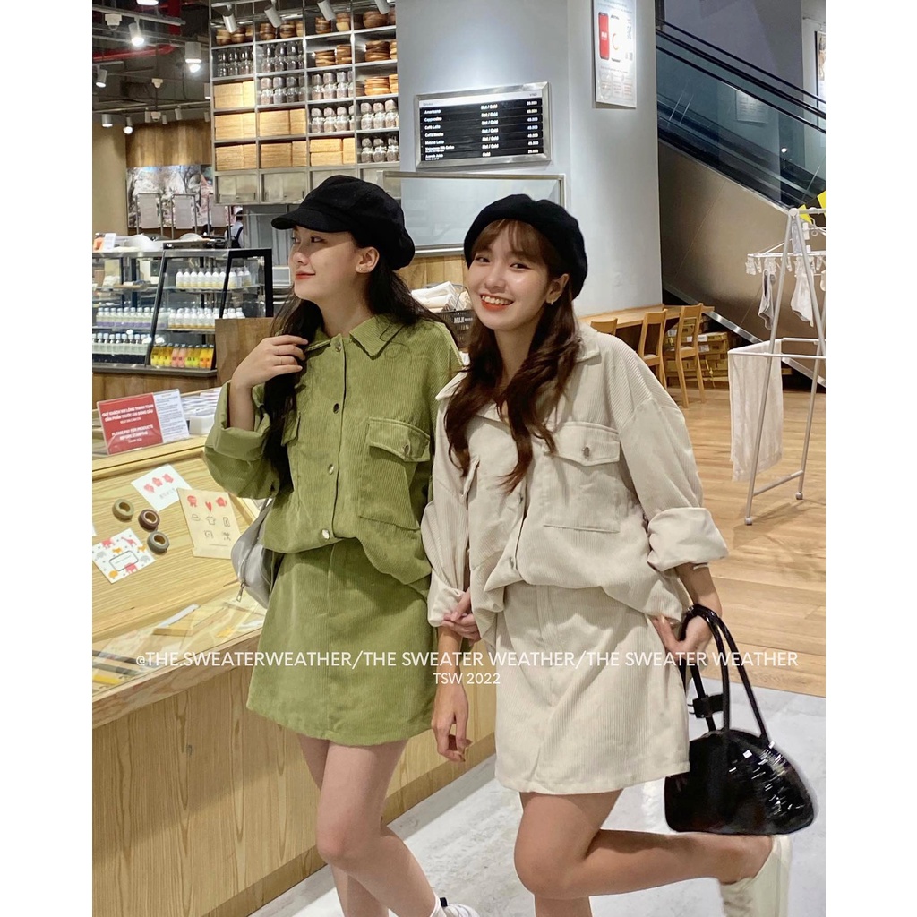 Set Đồ Áo Sơ Mi Và Váy Có Lót Nhung Túi Hộp Hàn Quốc, Freesize Dưới 60Kg, Dáng Basic Cực Xinh