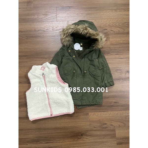 Áo khoác Parka xanh rêu + gile bông