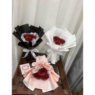 Bó Hoa Hồng Sáp Nhũ kim tuyến 3 bông siêu xinh