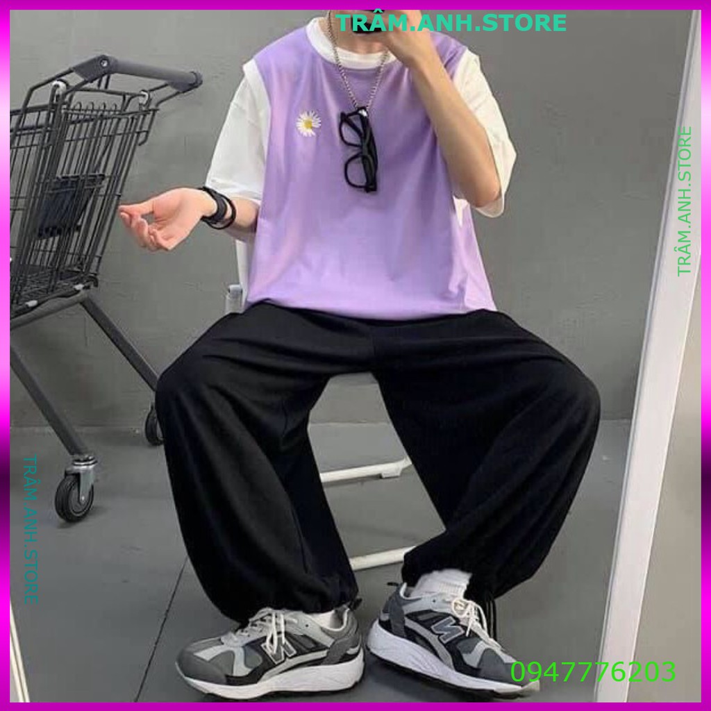 ÁO KIỂU RAGLAN THÊU HOA CÚC TÍM ĐEN CAM UNISEX - ÁO GILE PHỐI HOA CÚC TAY TRẮNG FORM TO 👗 👑