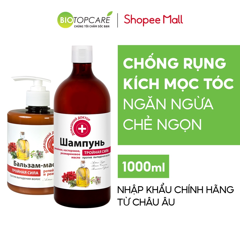 Cặp dầu gội xả Domashnij Doctor ba tác động chống rụng tóc - BioTopcare Official